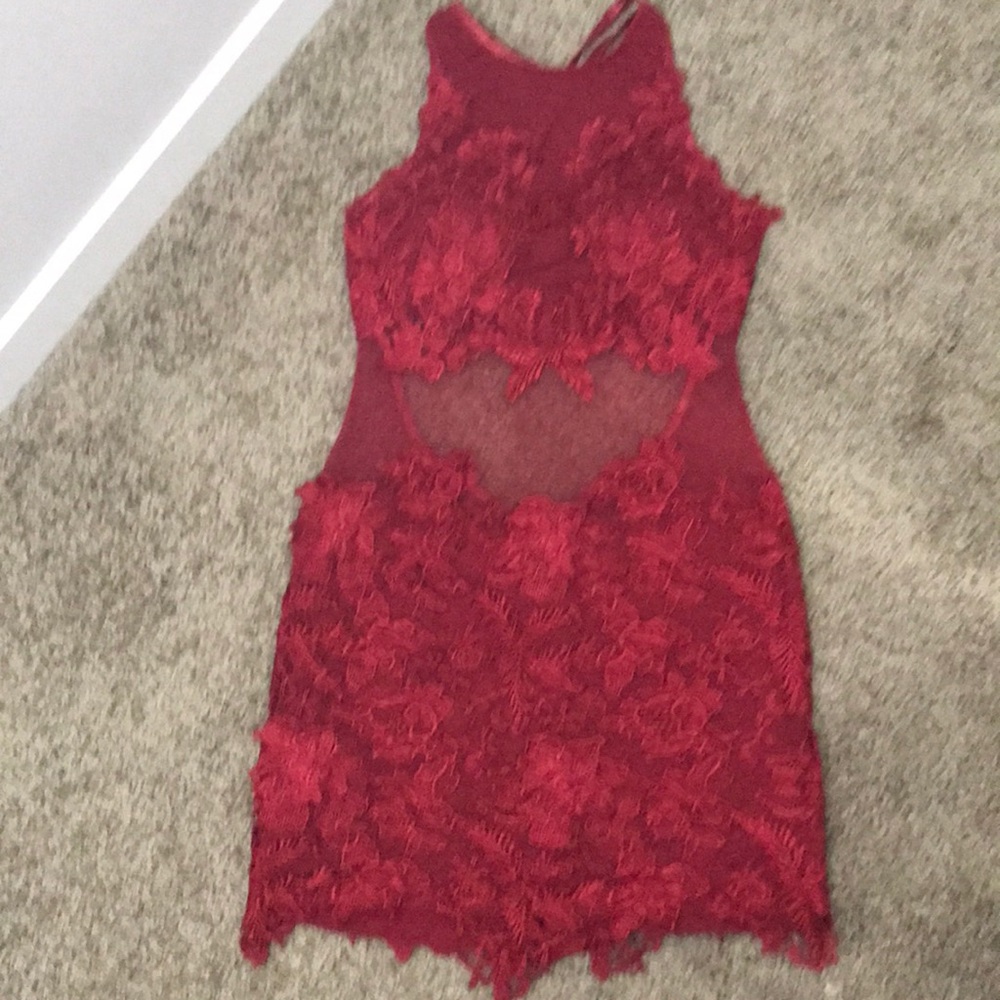 Red lace dress